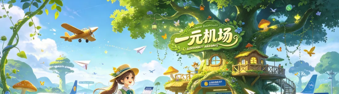 森林树屋小机场与松鼠的童话风插画(上半)